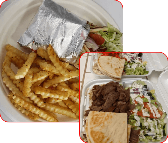 Fresh falafel salad plate with hummus